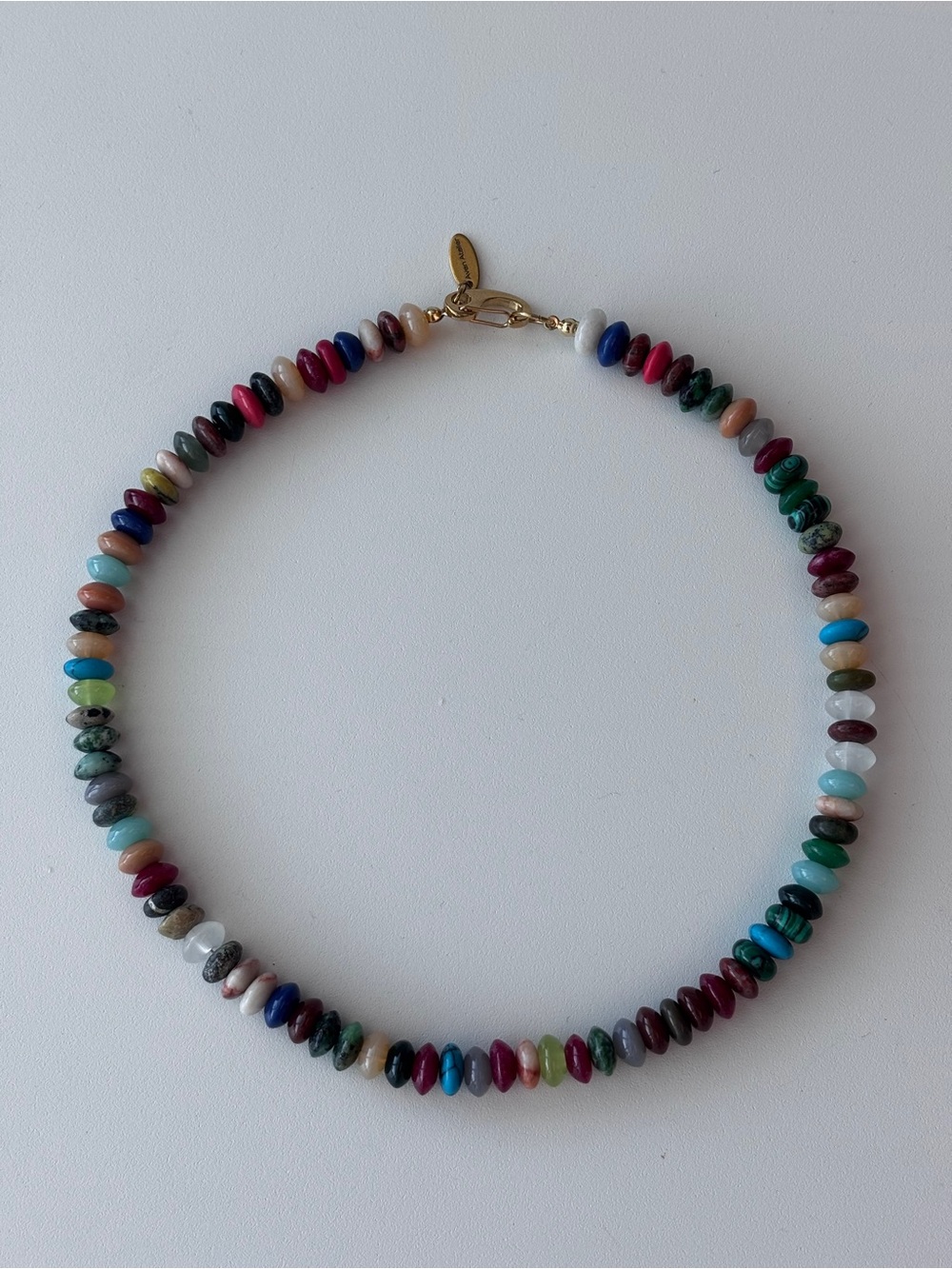 Multicolor Natural Stone Flat Beads Necklace choker